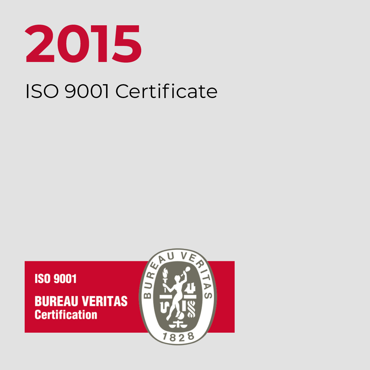 2015, ISO 9001 Certificate