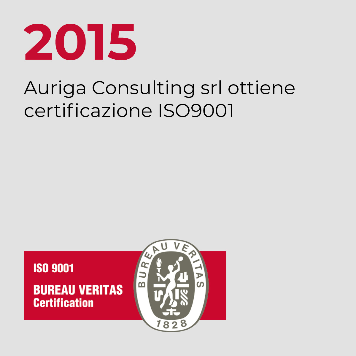 2015, Auriga Consulting srl ottiene certificazione ISO9001